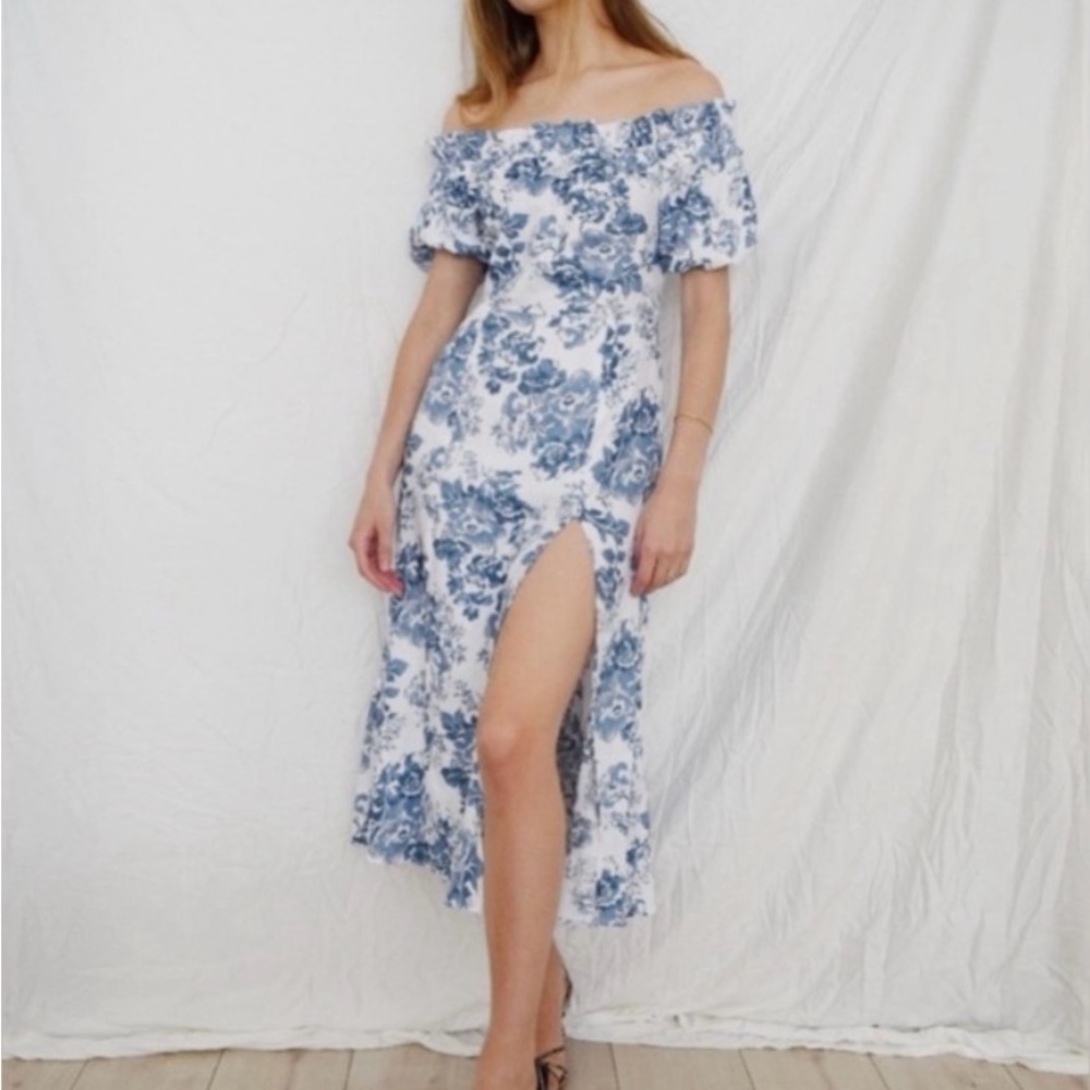 Reformation Blue Floral Marley Dress